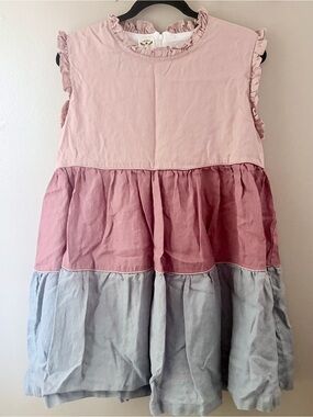 The Oaks Apparel Tiered Ruffle Dress Size L Colorblock Midi